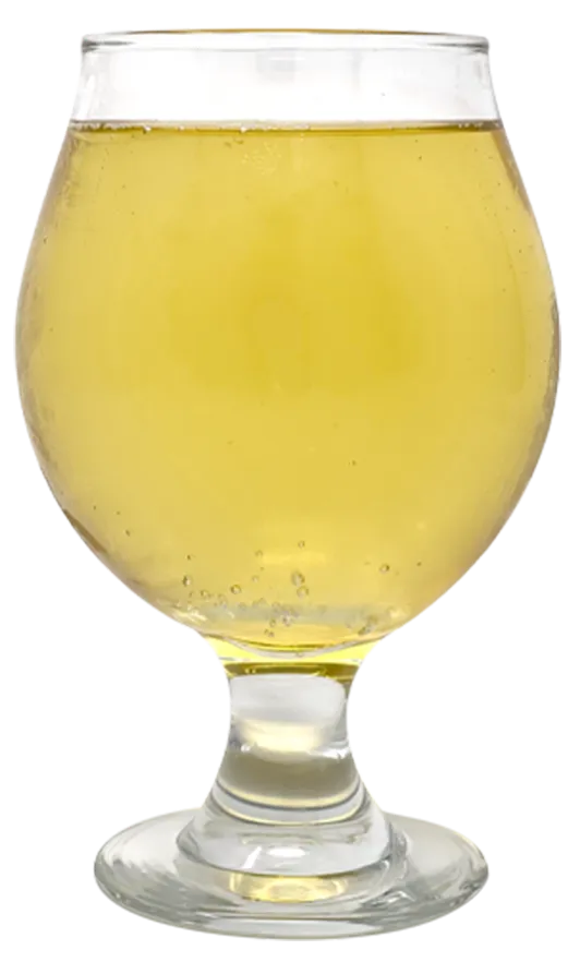 Shout hard cider in a tulip glass