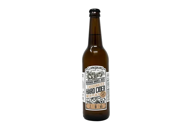 Bourbon Peach Hard Cider in bottle