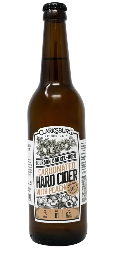 Bourbon Peach Hard Cider in bottle