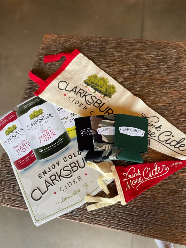 Pile of Clarksburg Cider Merch